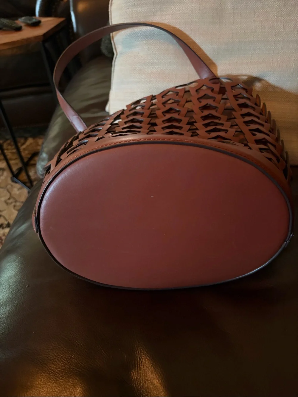 Woven Cutout Hobo Bag - Chestnut Brown